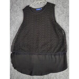Apt 9 Top Womens Black Crochet Lace Sz XL Oversized Layered‎ Beach Cottagecore